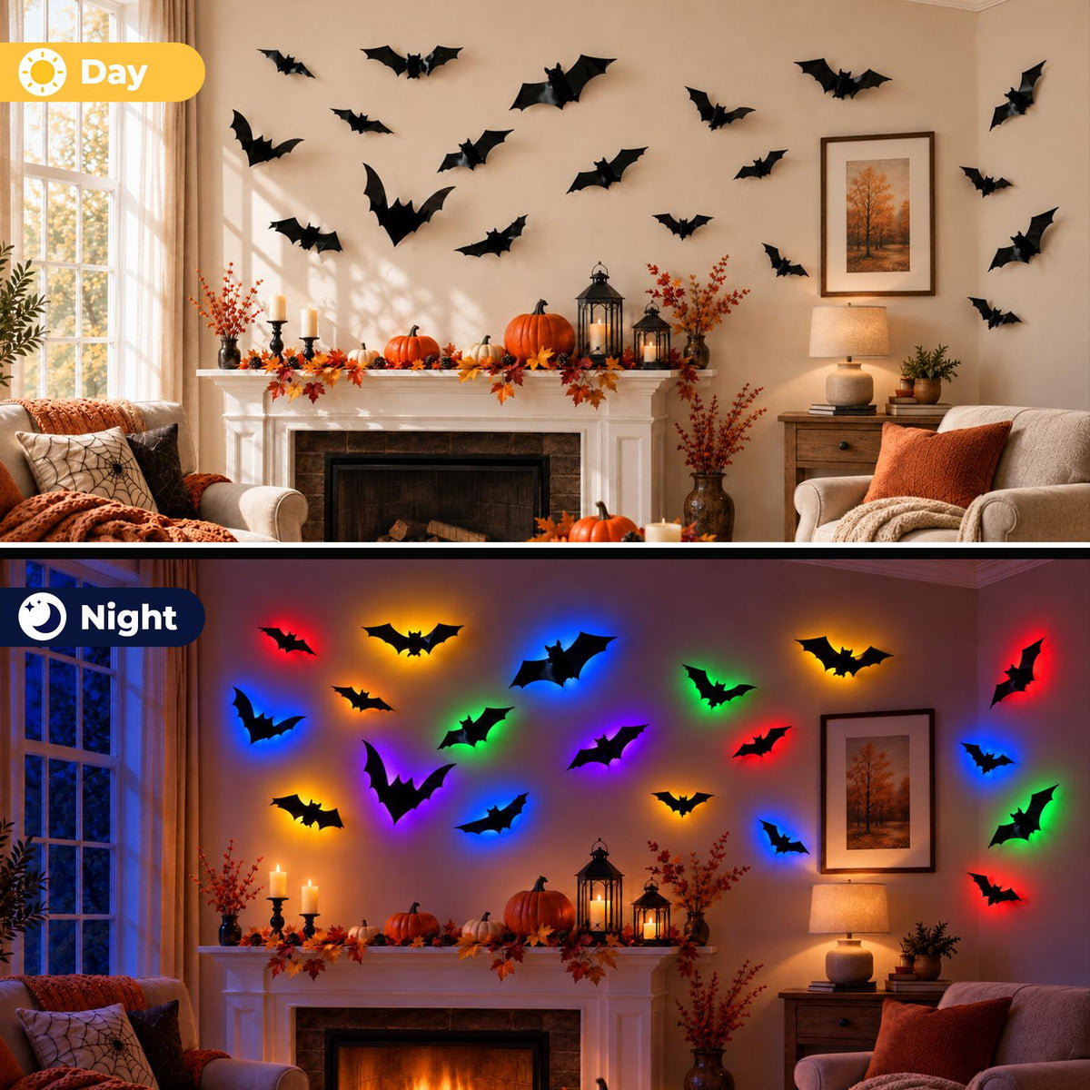 🎃🦇 3D Bat Light LED Decorations