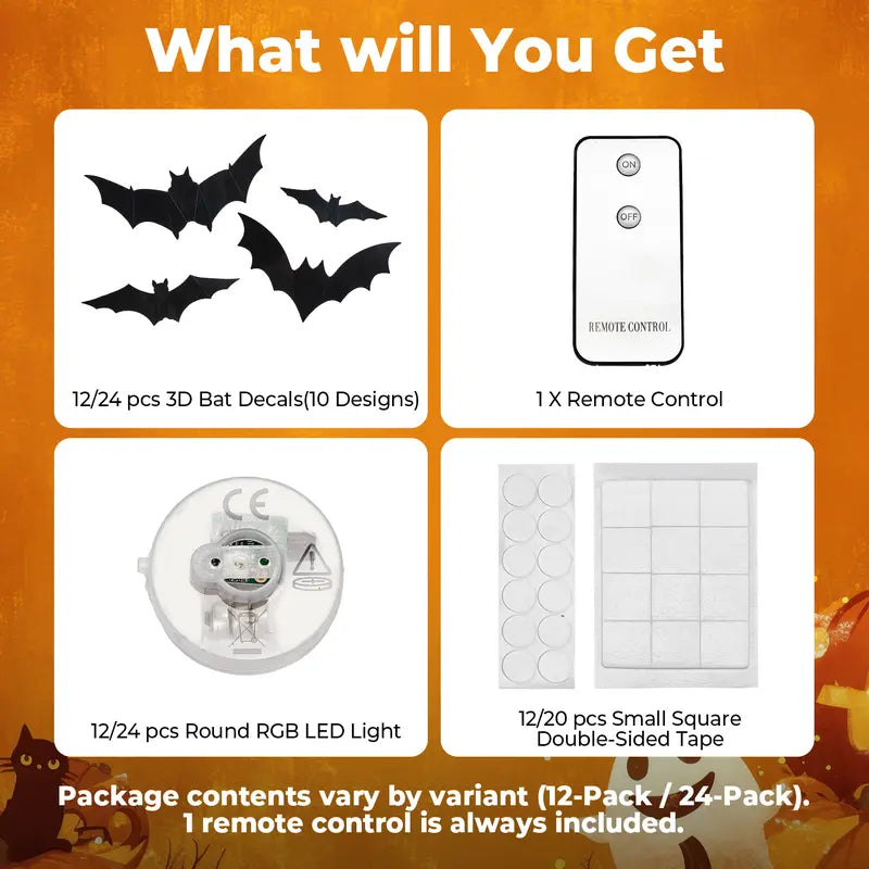 🎃🦇 3D Bat Light LED Decorations