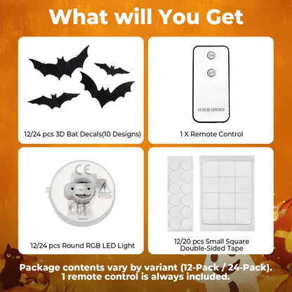 🎃🦇 3D Bat Light LED Decorations