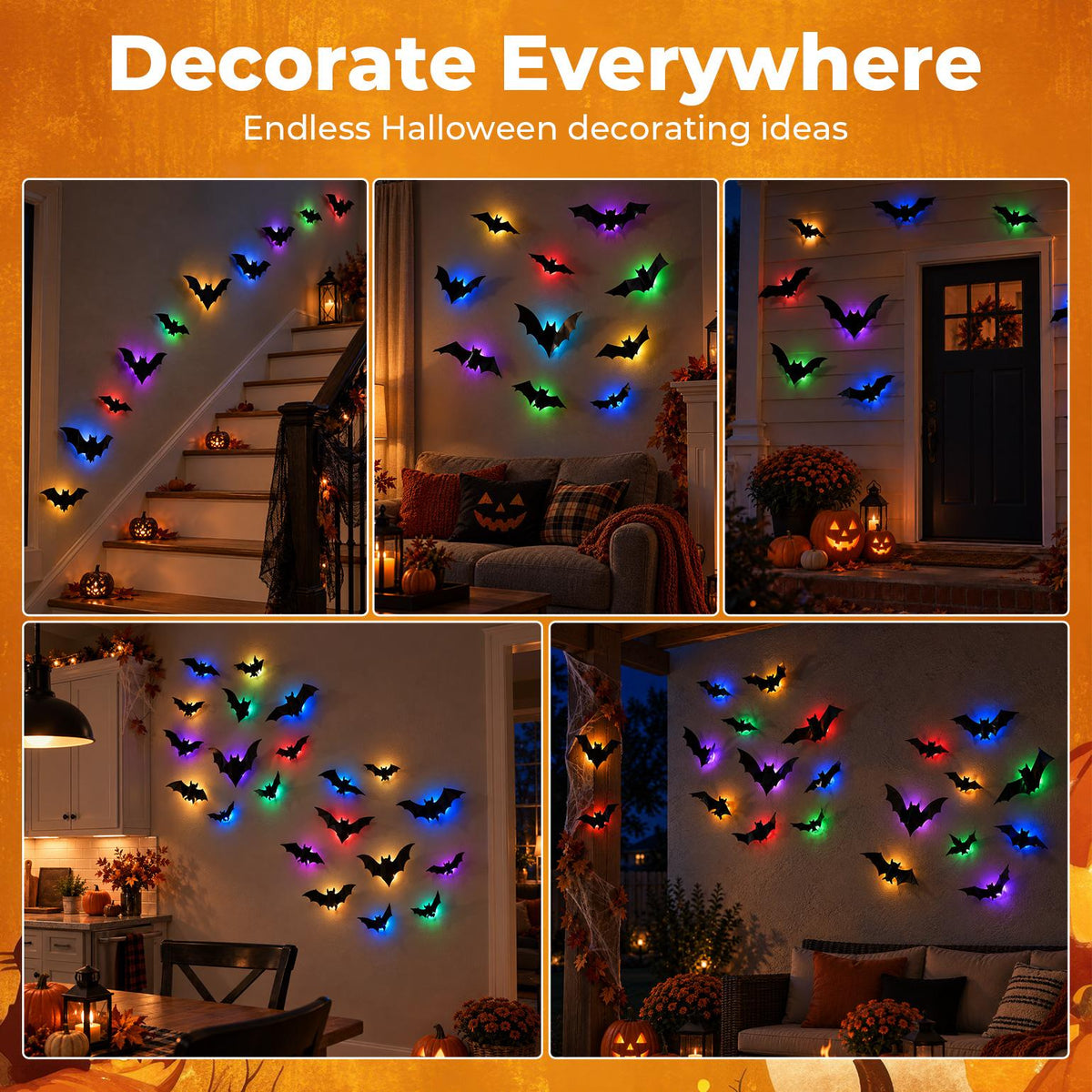 🎃🦇 3D Bat Light LED Decorations