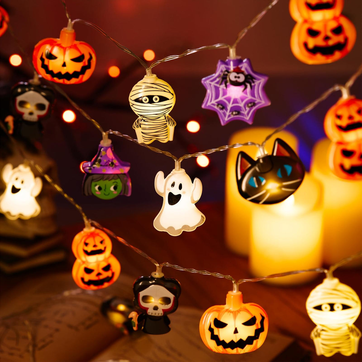 🎃👻Pumpkin Theme Battery-Operated LED String Lights✨